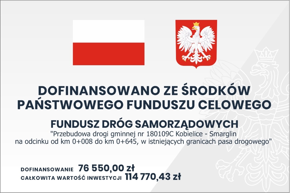 Droga Gminna Kobielice - Smarglin przebudowana ze środków FDS